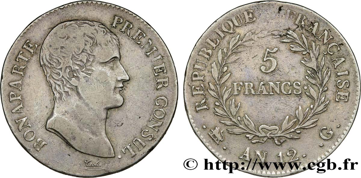 5 francs Bonaparte Premier Consul 1804 Genève F.301/14 MB38 