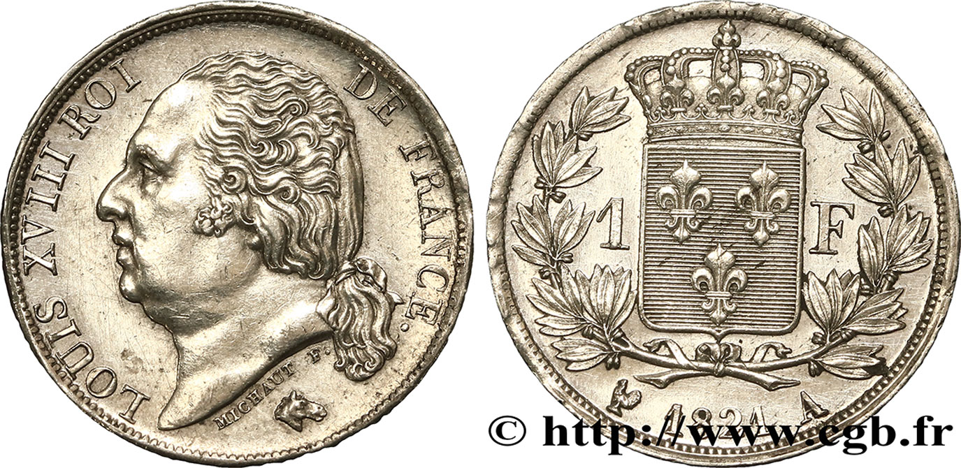 1 franc Louis XVIII 1821 Paris F.206/36 SUP55 