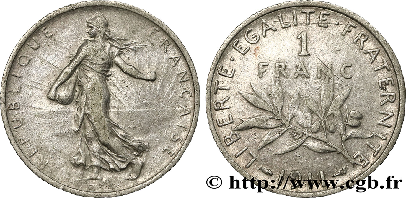 1 franc Semeuse 1911 Paris F.217/16 TB20