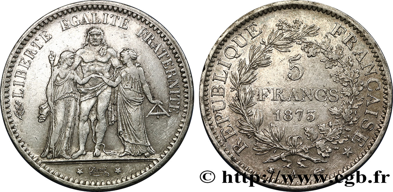 5 francs Hercule 1873 Paris F.334/9 XF40 