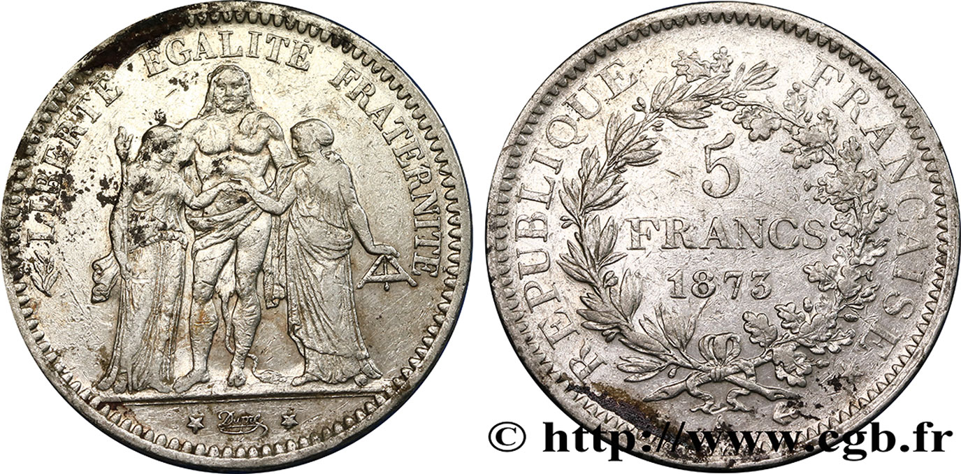 5 francs Hercule 1873 Paris F.334/9 MB35 