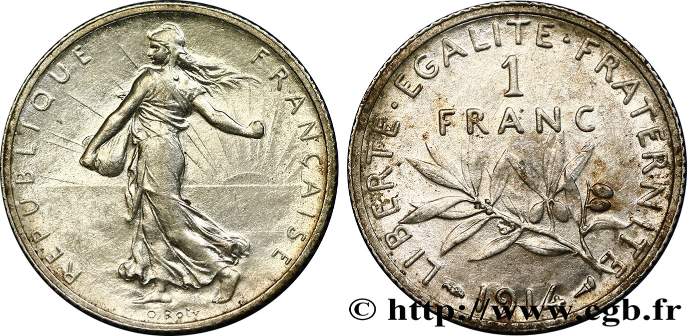 1 franc Semeuse 1914 Paris F.217/19 AU55