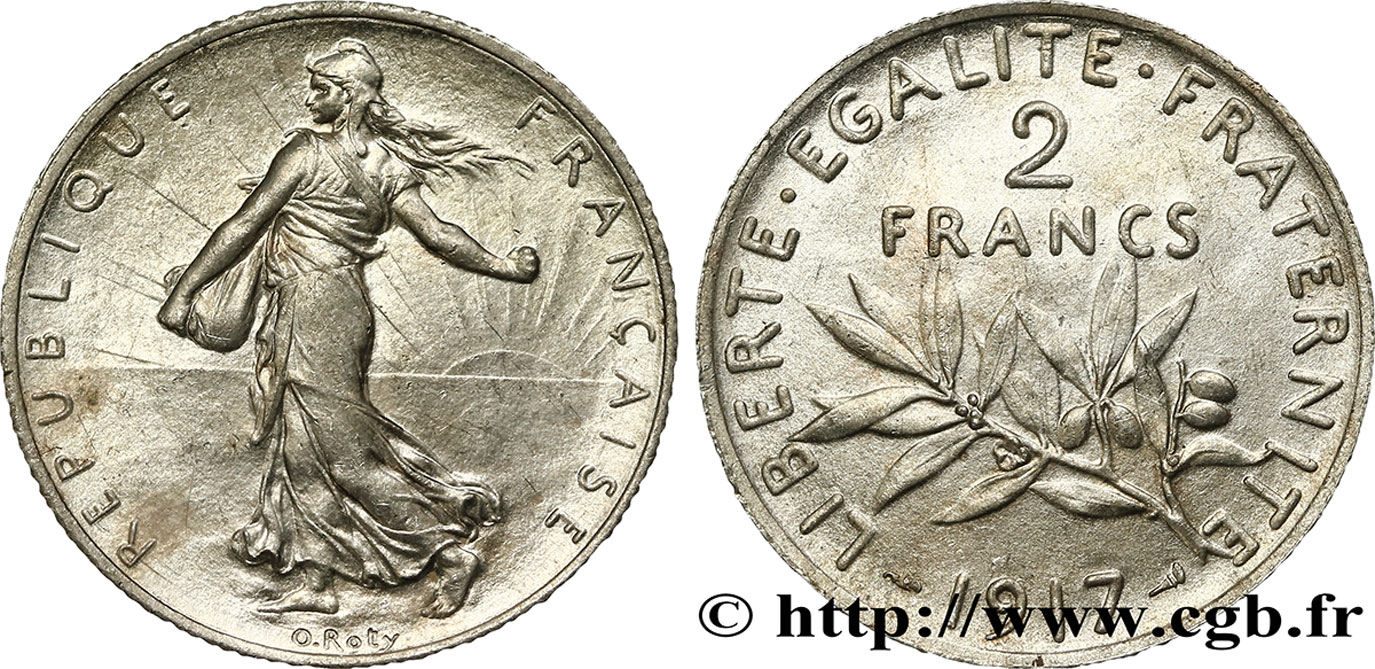 2 francs Semeuse 1917 F.266/19 AU55