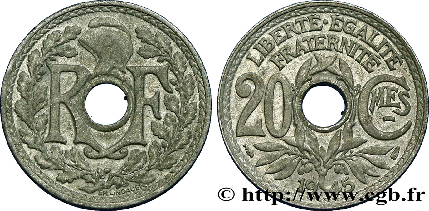 20 centimes Lindauer Zinc 1945 F.155/2 XF40