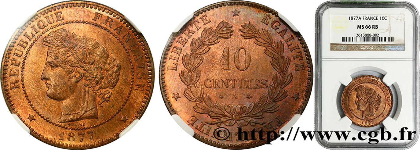 10 centimes Cérès 1877 Paris F.135/18 FDC66 NGC
