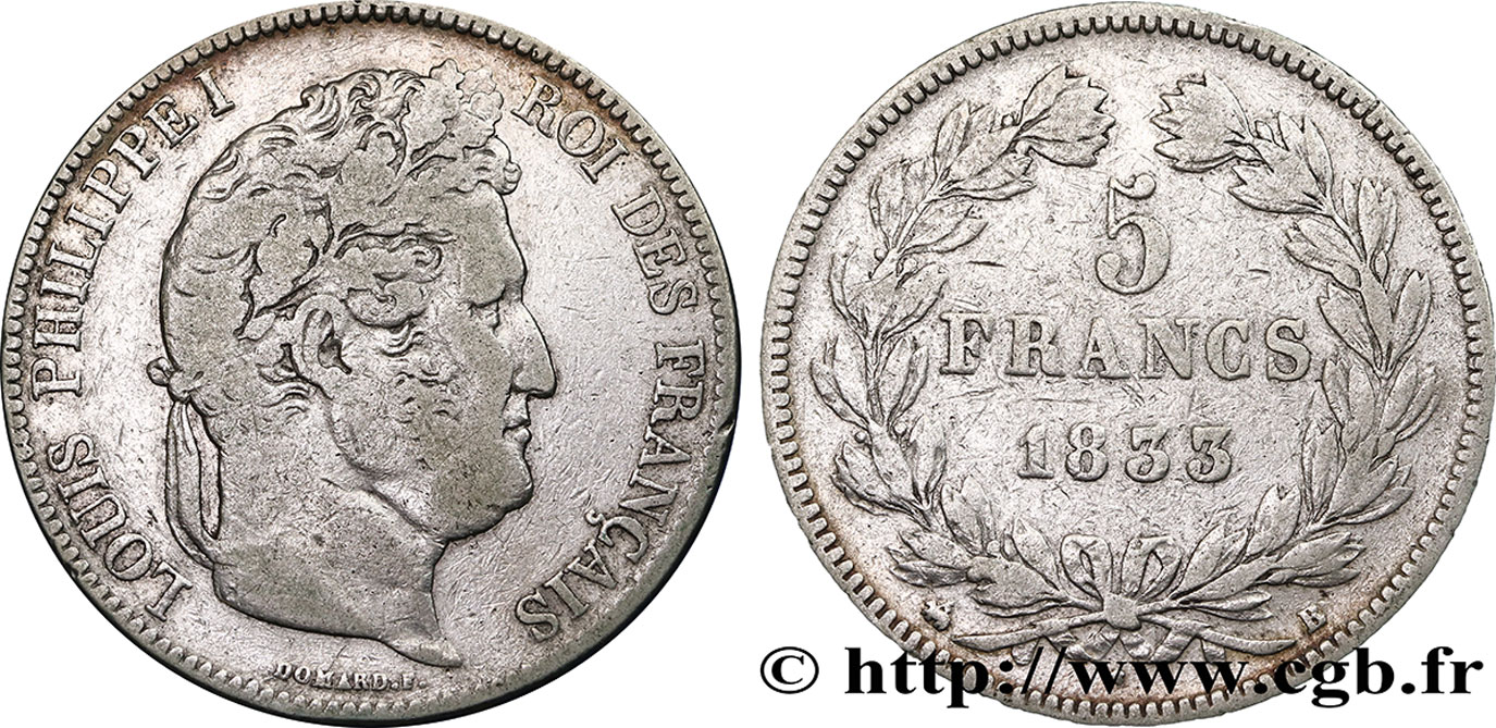 5 francs IIe type Domard 1833 Rouen F.324/15 TB25