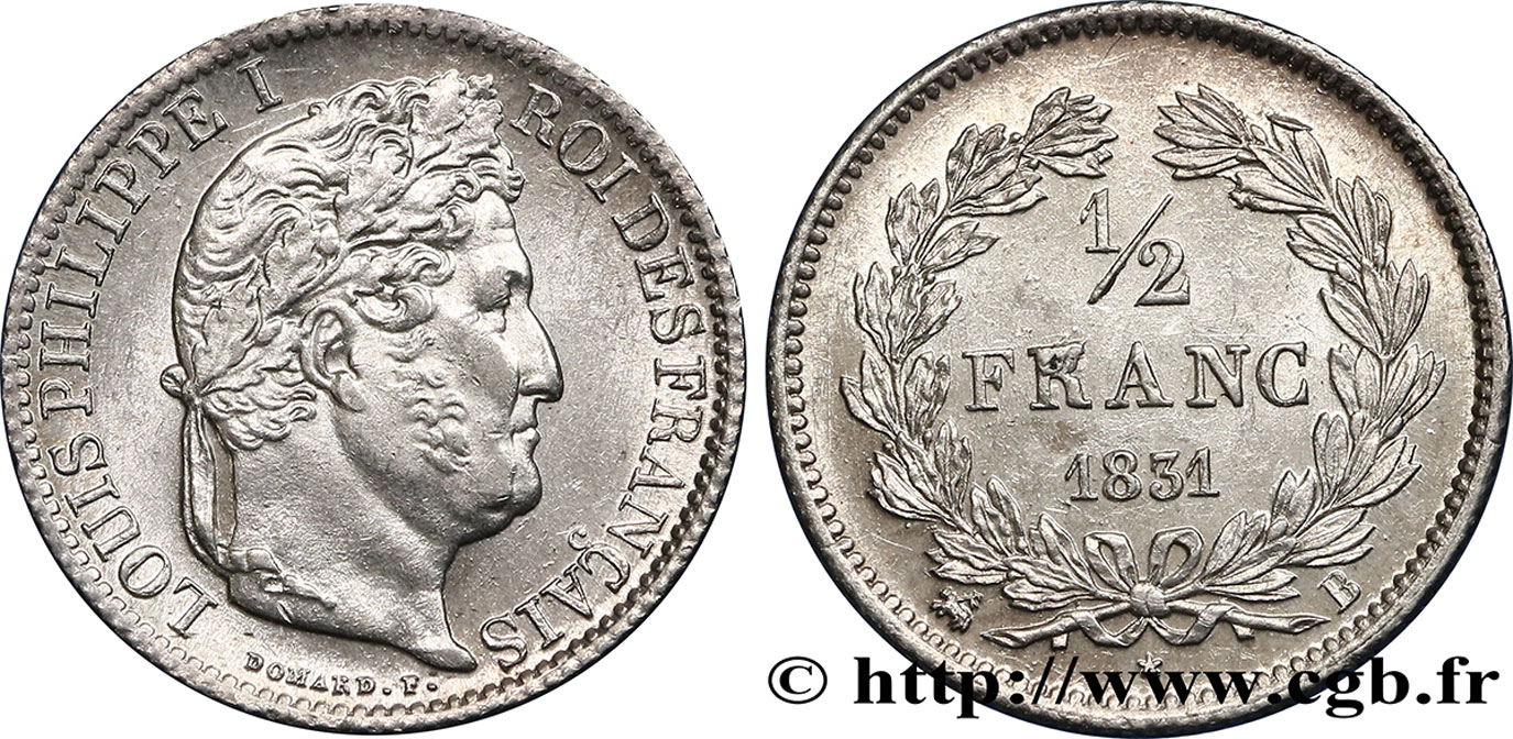 1/2 franc Louis-Philippe 1831 Rouen F.182/2 SUP58 