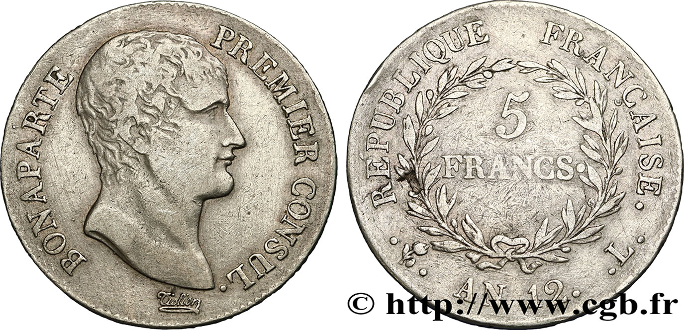 5 francs Bonaparte Premier Consul 1804 Bayonne F.301/18 TB38 