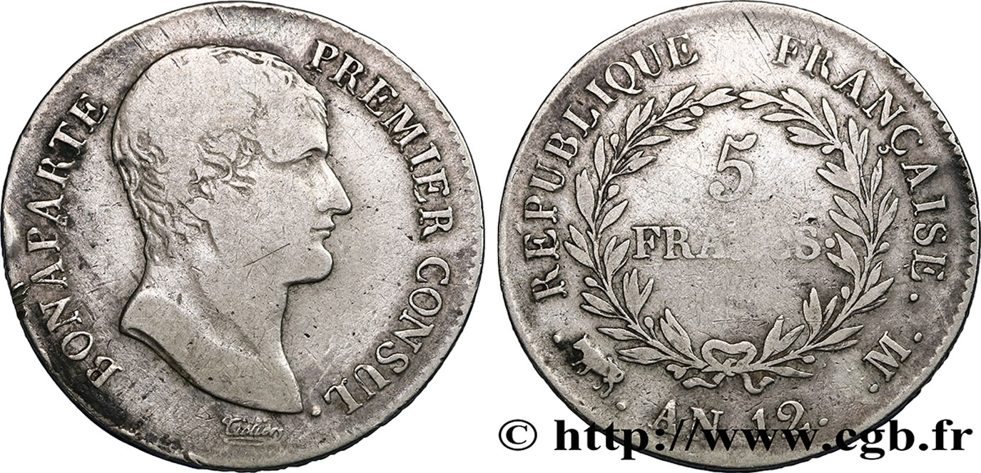 5 francs Bonaparte Premier Consul 1804 Toulouse F.301/20 TB25 