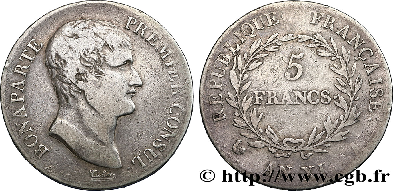 5 francs Bonaparte Premier Consul 1803 Paris F.301/1 TB30 