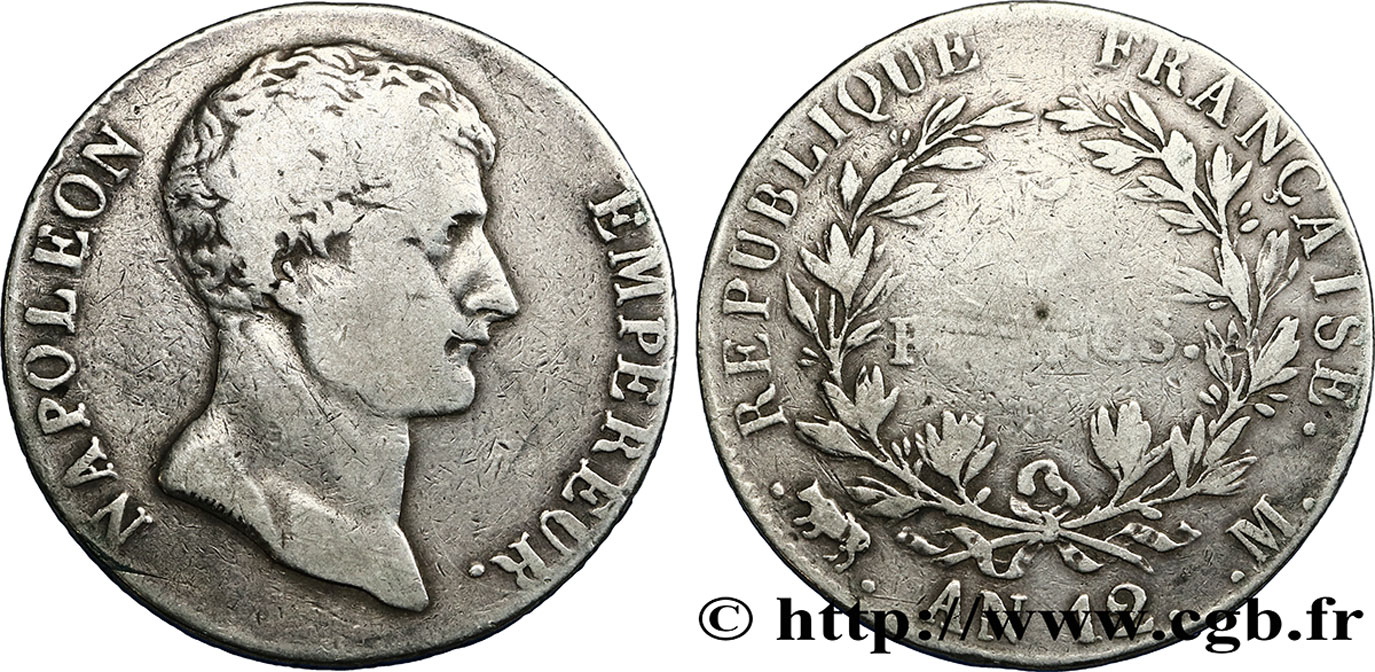 5 francs Napoléon Empereur, type intermédiaire 1804 Toulouse F.302/8 TB20 