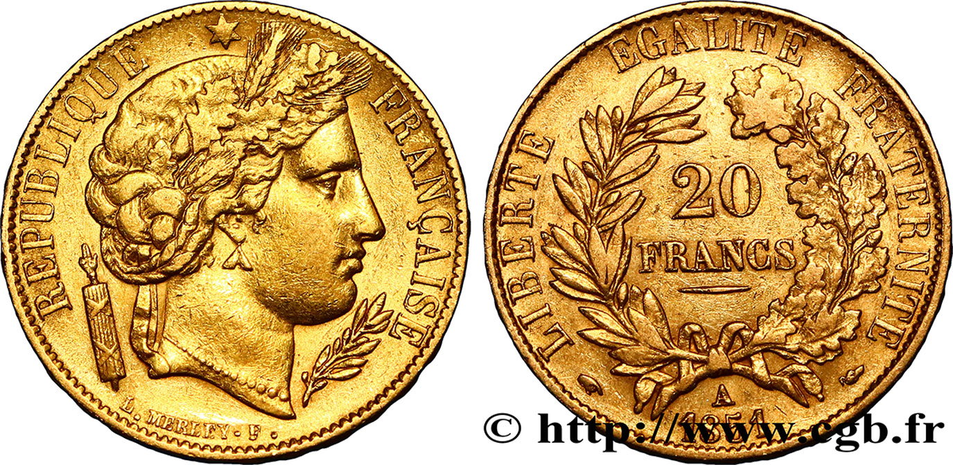 20 francs or Cérès 1851 Paris F.529/4 TTB48