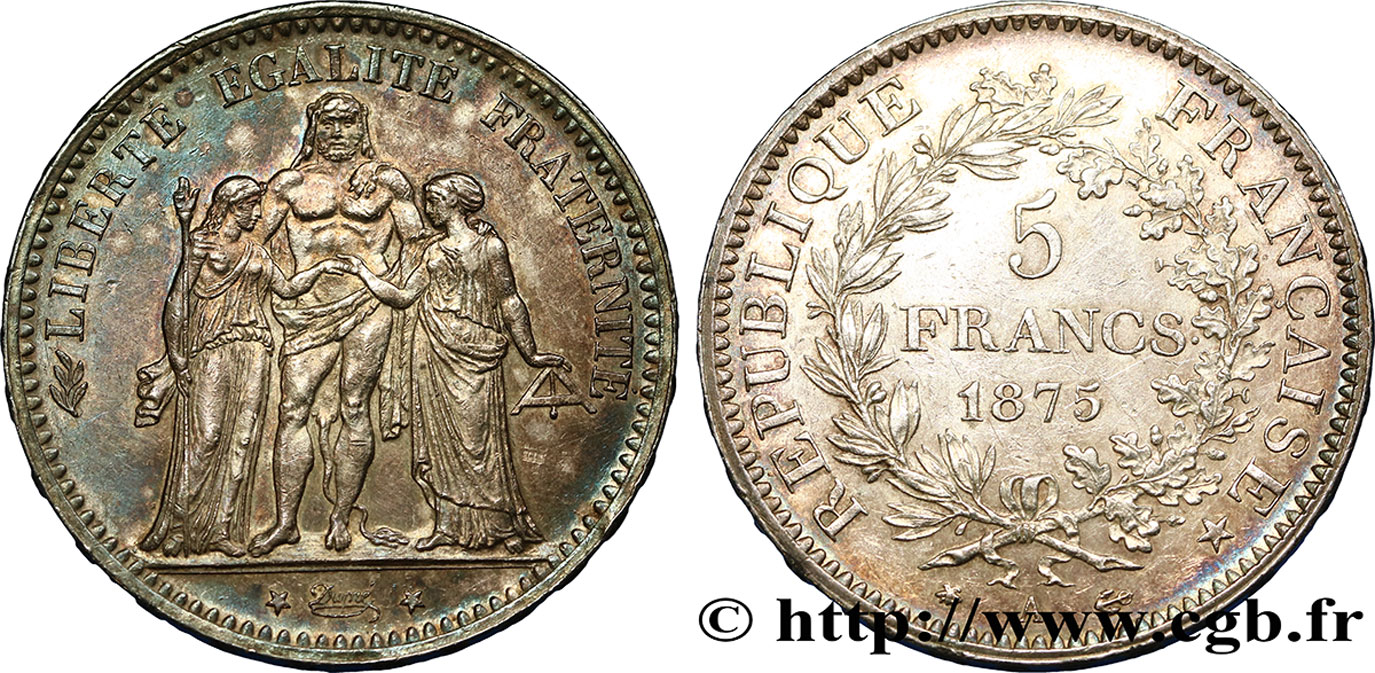 5 francs Hercule 1875 Paris F.334/14 SUP