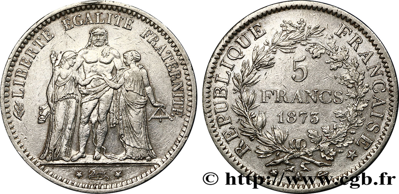 5 francs Hercule 1873 Paris F.334/9 XF45 