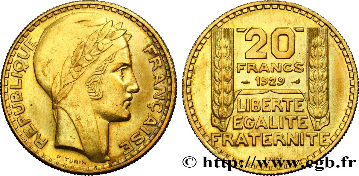 Essai de 20 francs Turin en bronze-aluminium 1929 Paris GEM.199 5 SUP60 