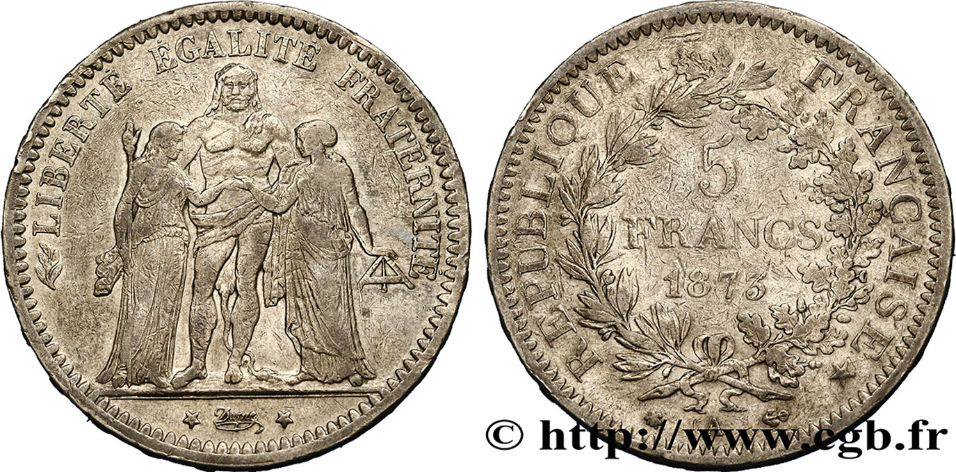 5 francs Hercule 1873 Paris F.334/9 S35 