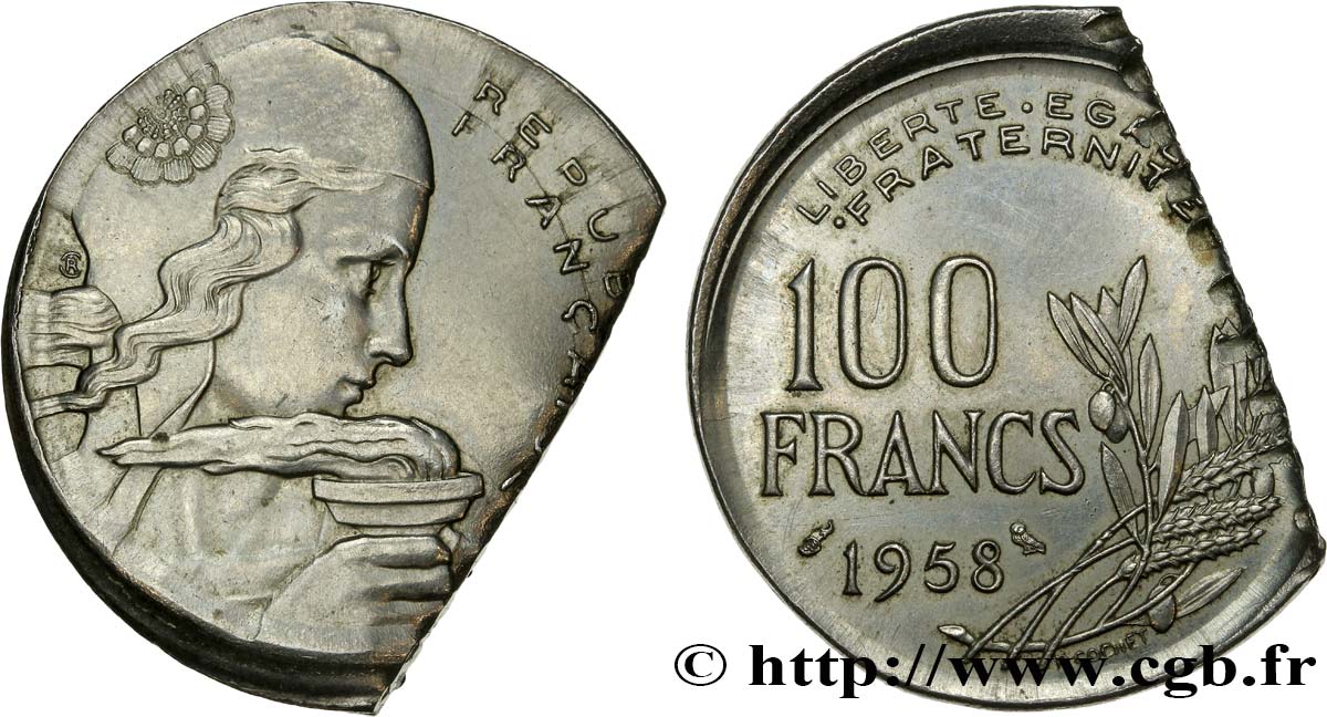 100 francs Cochet cisaillée, chouette 1958  F.450/13 VZ 