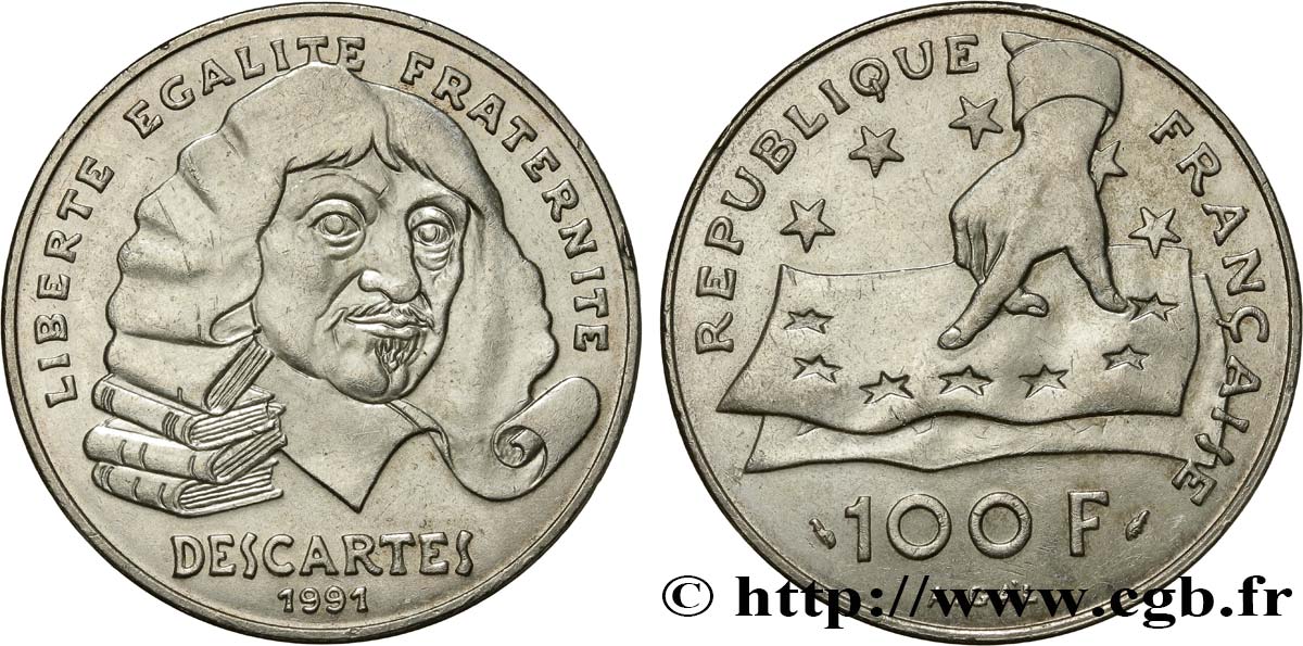 100 francs René Descartes 1991  F.459/2 AU52 