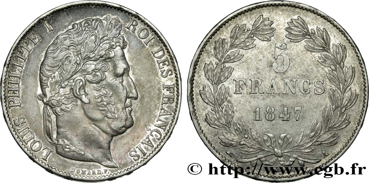 5 francs IIIe type Domard 1847 Paris F.325/14 TTB50 