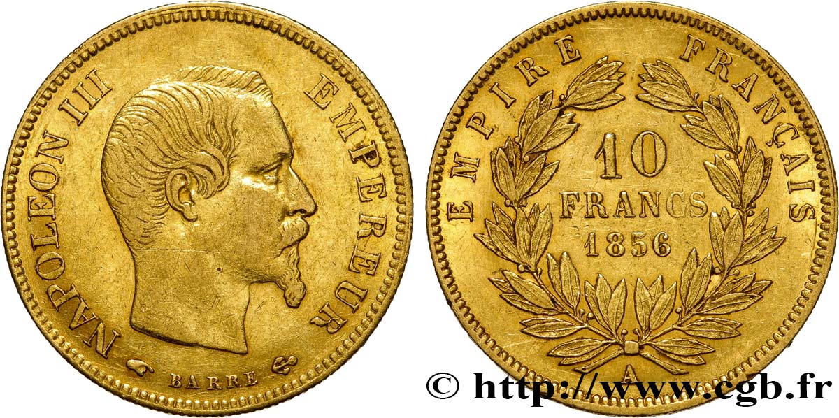 10 francs or Napoléon III, tête nue 1856 Paris F.506/3 TTB45 