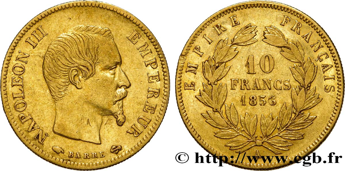 10 francs or Napoléon III, tête nue 1856 Paris F.506/3 TTB48 