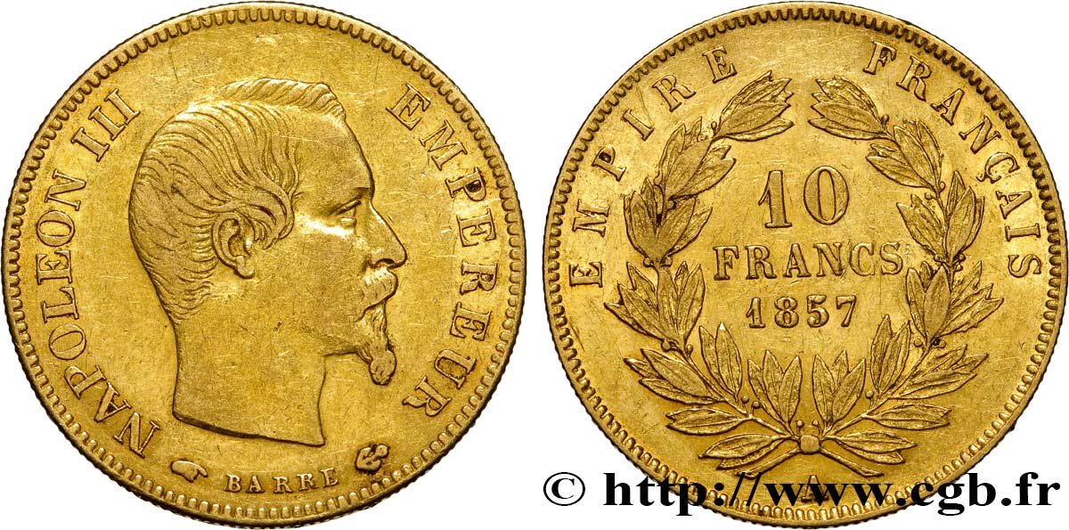 10 francs or Napoléon III, tête nue 1857 Paris F.506/4 TTB45 