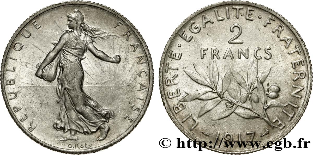 2 francs Semeuse 1917  F.266/19 AU58 