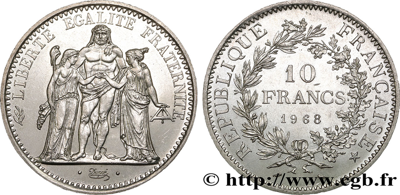 10 francs Hercule 1968  F.364/7 AU55 