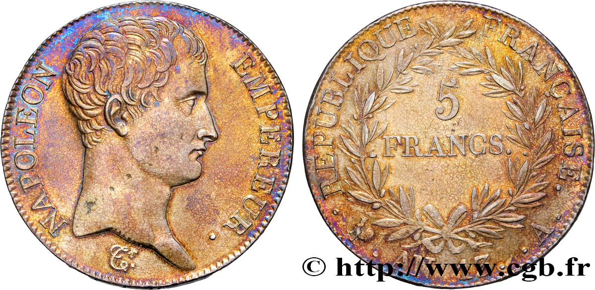 5 francs Napoléon Empereur, Calendrier révolutionnaire 1805 Paris F.303/2 SUP58 