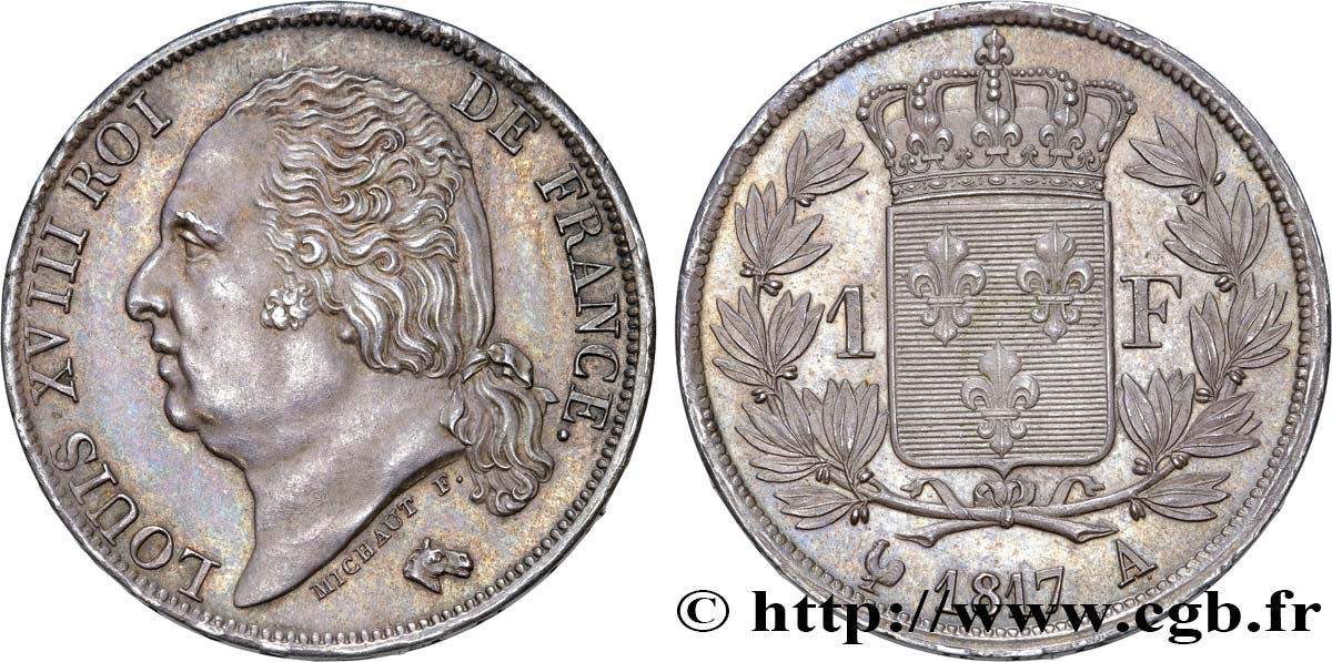 1 franc Louis XVIII 1817 Paris F.206/9 VZ62 
