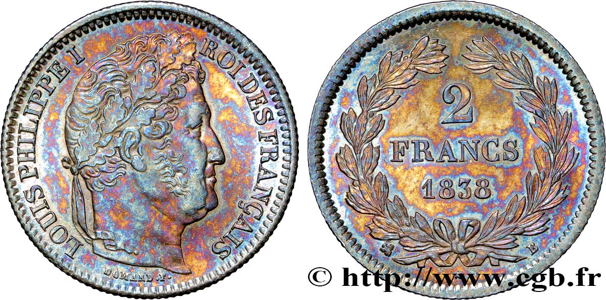 2 francs Louis-Philippe 1838 Rouen F.260/66 AU55 