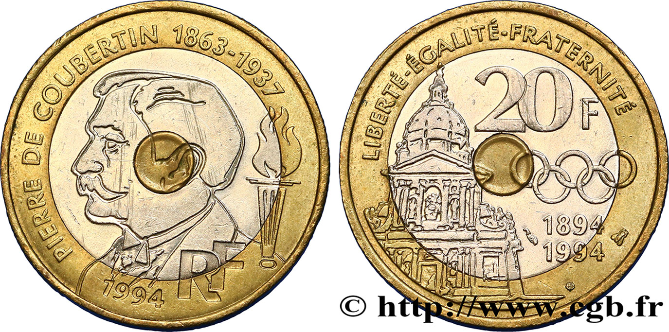 20 francs Pierre de Coubertin 1994 Pessac F.405/2 BB50