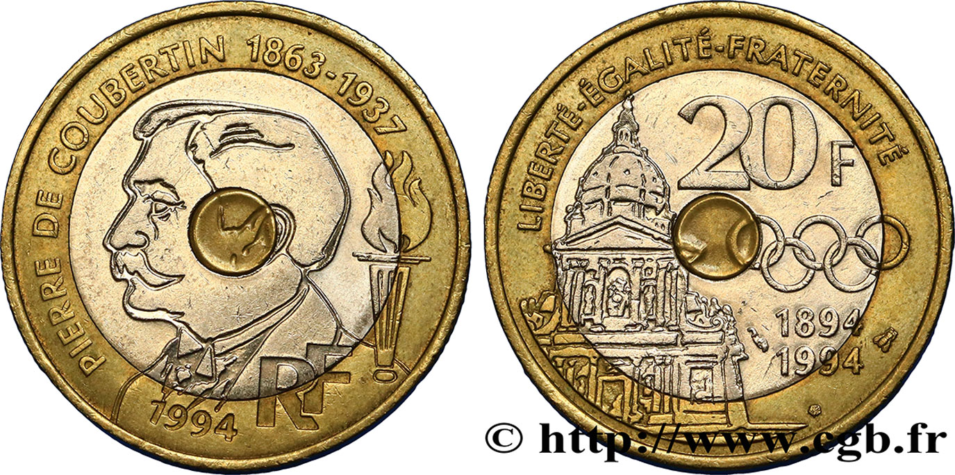 20 francs Pierre de Coubertin 1994 Pessac F.405/2 SS50 