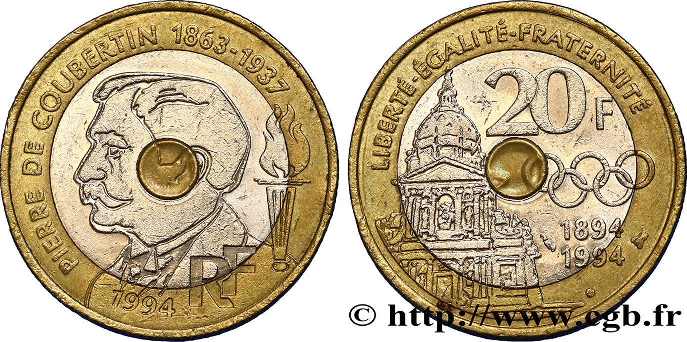 20 francs Pierre de Coubertin 1994 Pessac F.405/2 BB50