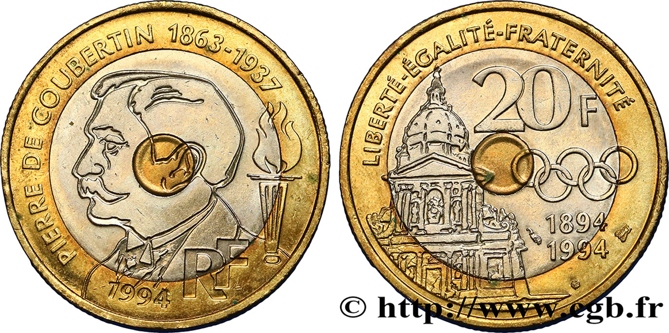 20 francs Pierre de Coubertin 1994 Pessac F.405/2 MBC50