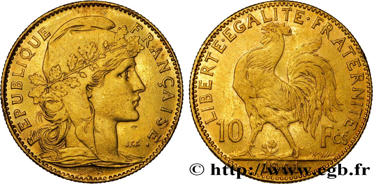 10 francs or Coq 1901 Paris F.509/5 BB40 
