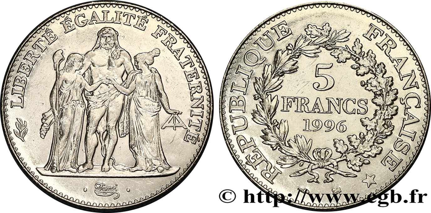 5 francs Hercule de Dupré 1996 F.346/2 AU55