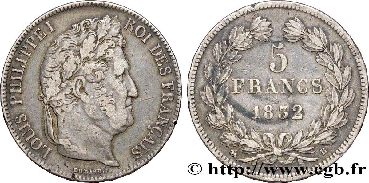 5 francs IIe type Domard 1832 Rouen F.324/2 TB35