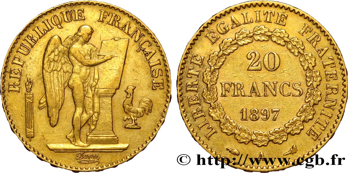 20 francs or Génie, Troisième République 1897 Paris F.533/22 TTB50