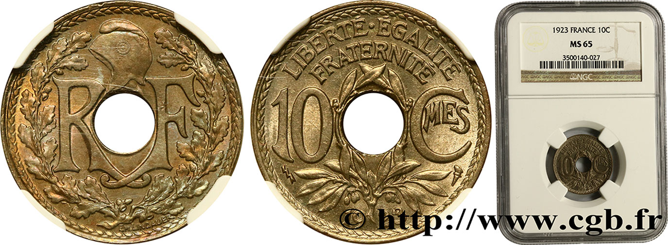 10 centimes Lindauer 1923 Poissy F.138/9 MS65 PCGS