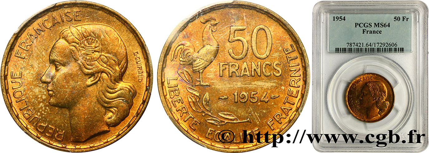 50 francs Guiraud 1954  F.425/12 SPL64 PCGS