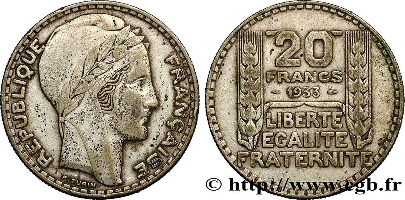 20 francs Turin, rameaux courts 1933 F.400/4 BB40