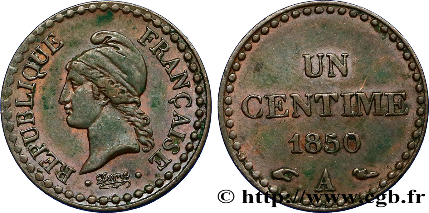 Un centime Dupré, IIe République 1850 Paris F.101/5 TTB45