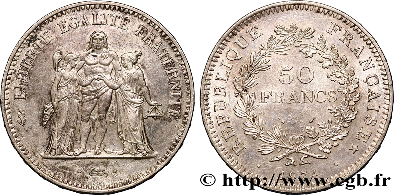 50 francs Hercule, avers de la 20 francs 1974 F.426/1 TTB45