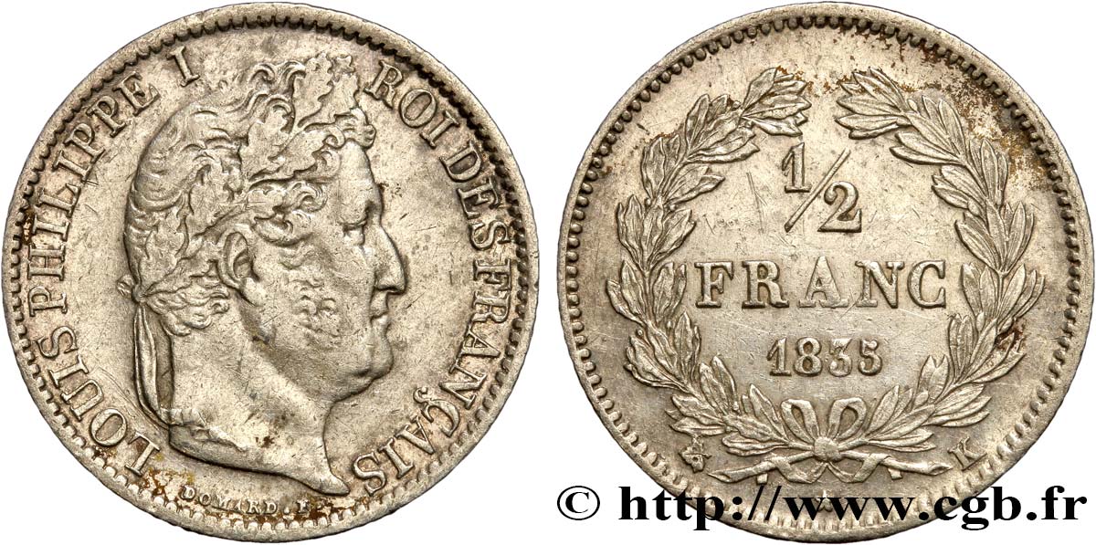 1/2 franc Louis-Philippe 1835 Bordeaux F.182/58 TTB45 