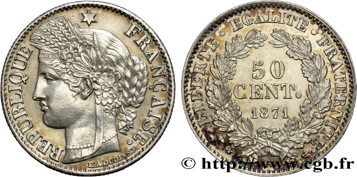 50 centimes Cérès, IIIe République 1871 Paris F.189/1 SUP+ 
