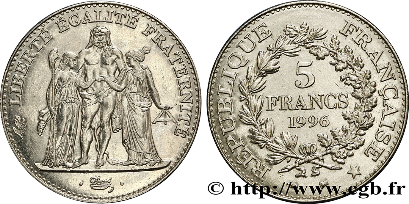 5 francs Hercule de Dupré 1996 F.346/2 AU55