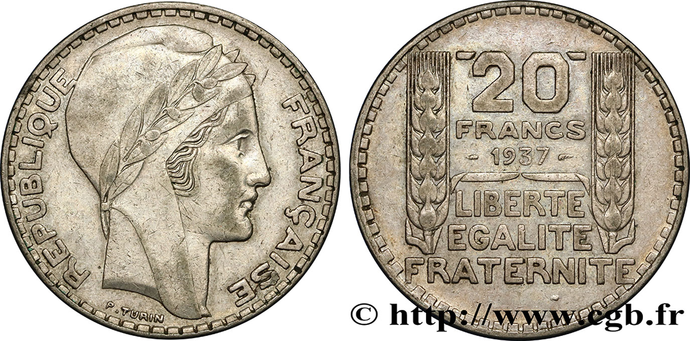 20 francs Turin 1937  F.400/8 TTB45 