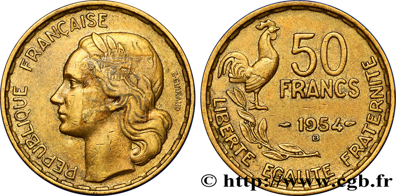 50 francs Guiraud 1954 Beaumont-Le-Roger F.425/13 TTB40 