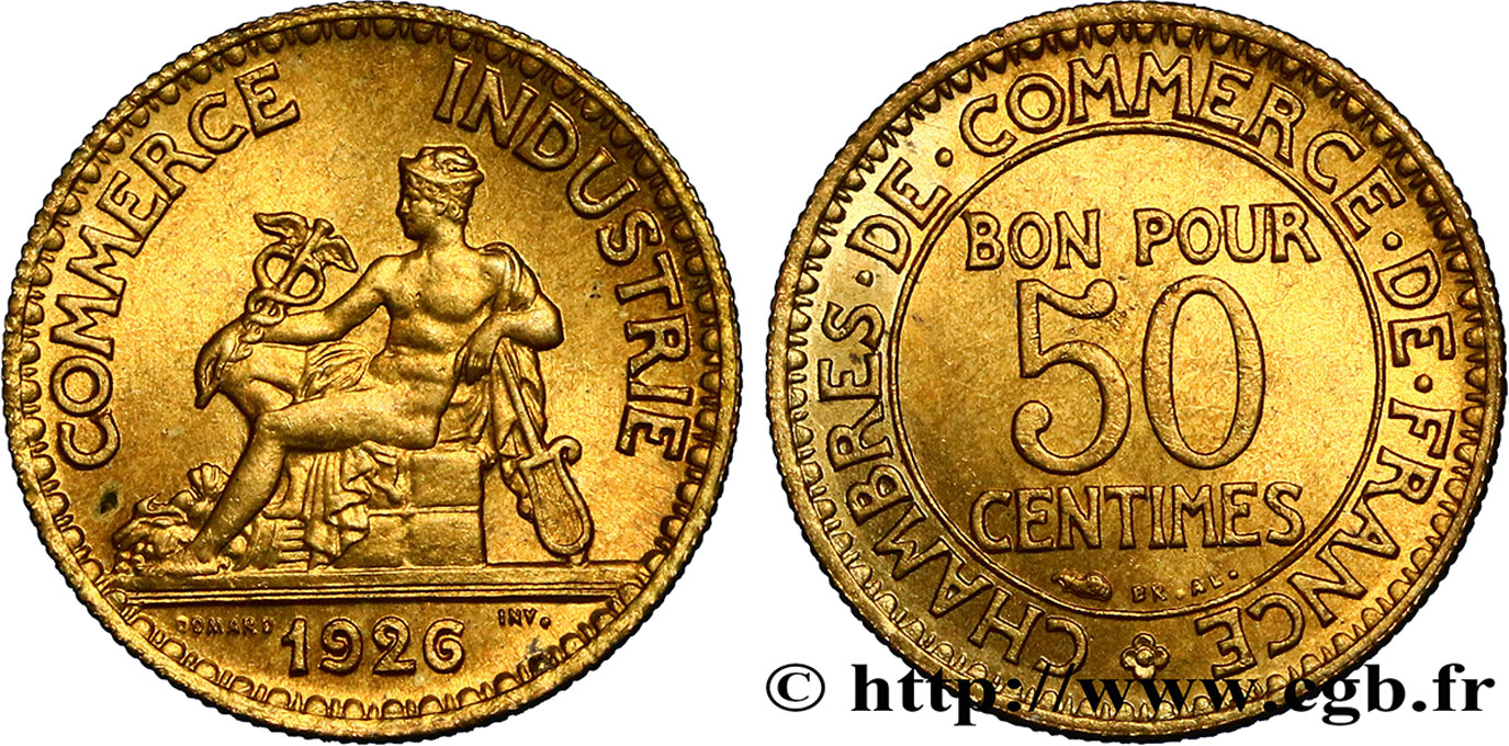 50 centimes Chambres de Commerce 1926 Paris F.191/8 SPL58